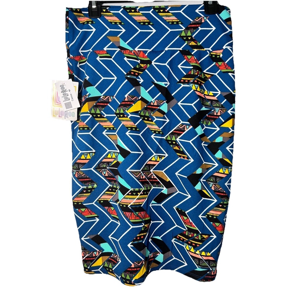 LuLaRoe New Women's Cassie Skirt Size Medium Multi Color Aztec Yoga Waist NWT